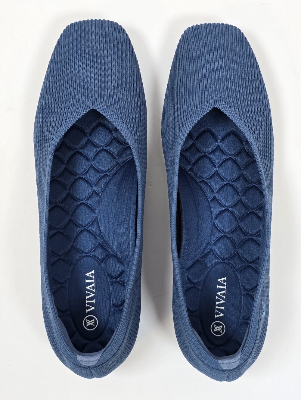 Vivaia Margot Walker Ribbed Square Toe V-Cut Flats Sz.41.5 Slip On Walking Shoes